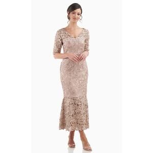 JS Collections Mary Flounce Skirt Midi Lace Dress Sz 10 NWT Feminine Tea Length